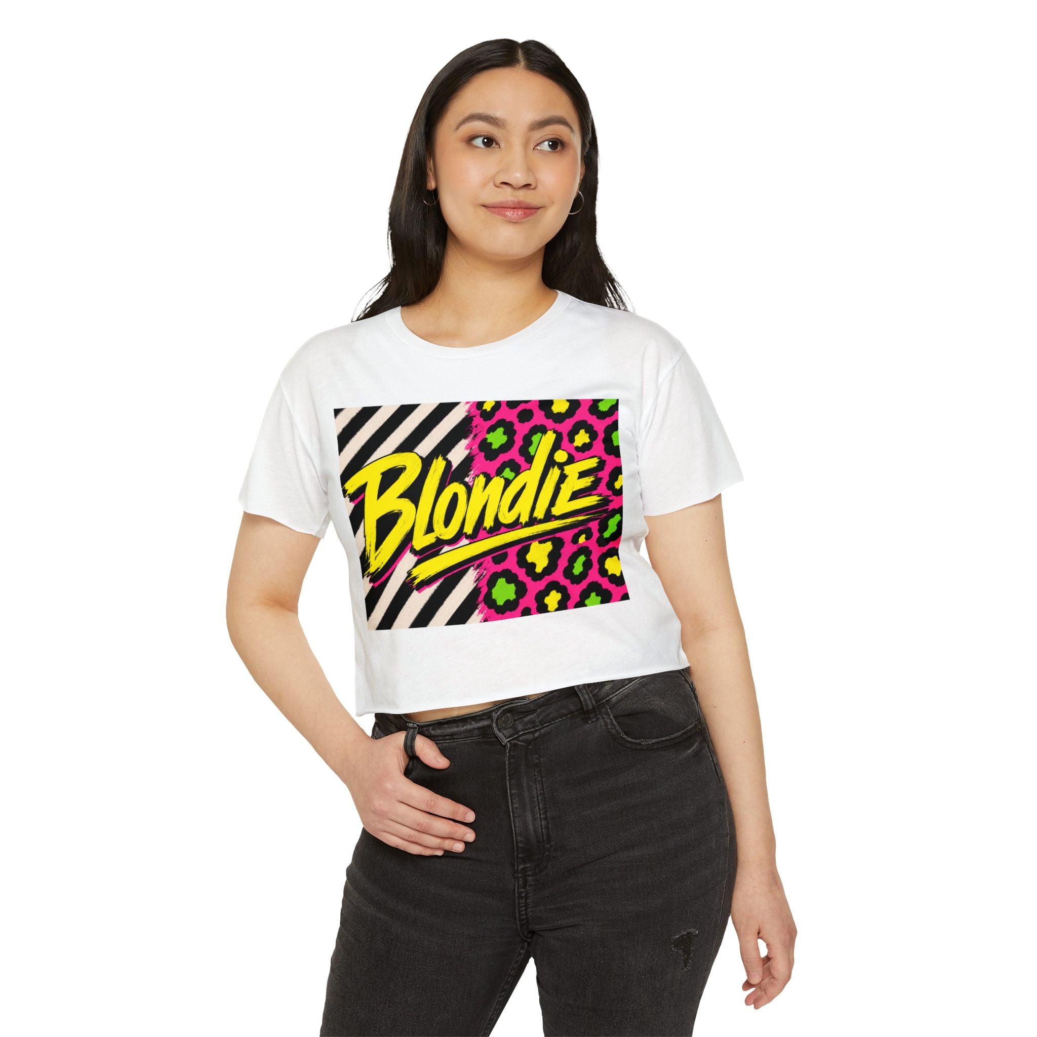 Blondie Neon Leopard Crop Top — Women's Festival Graphic Tee