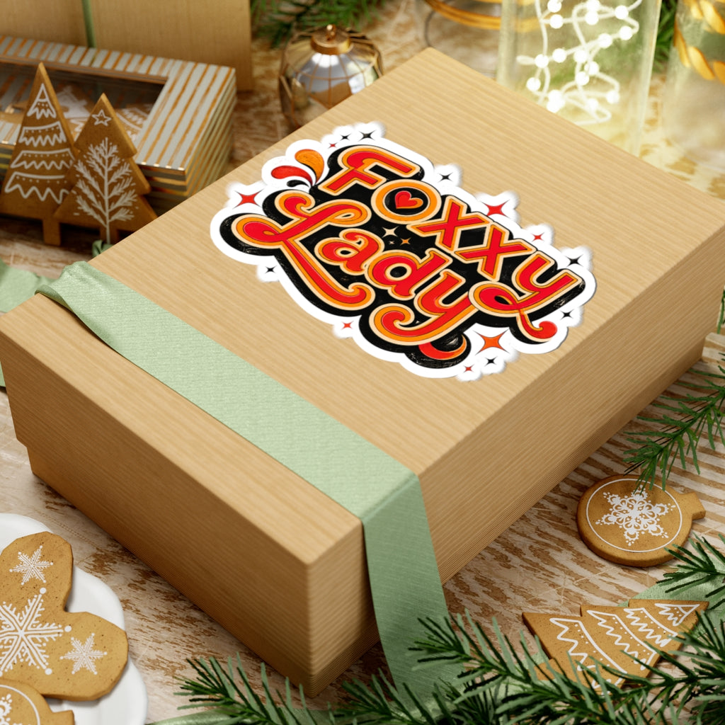 Foxy Lady sticker | retro script, kiss-cut vinyl decal