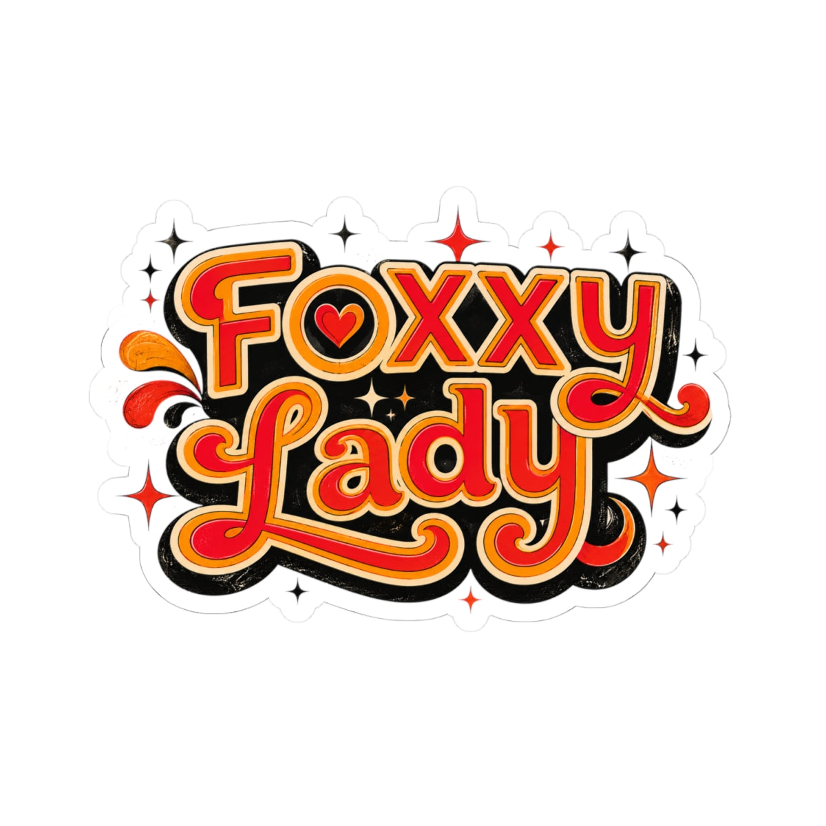 Foxy Lady sticker | retro script, kiss-cut vinyl decal