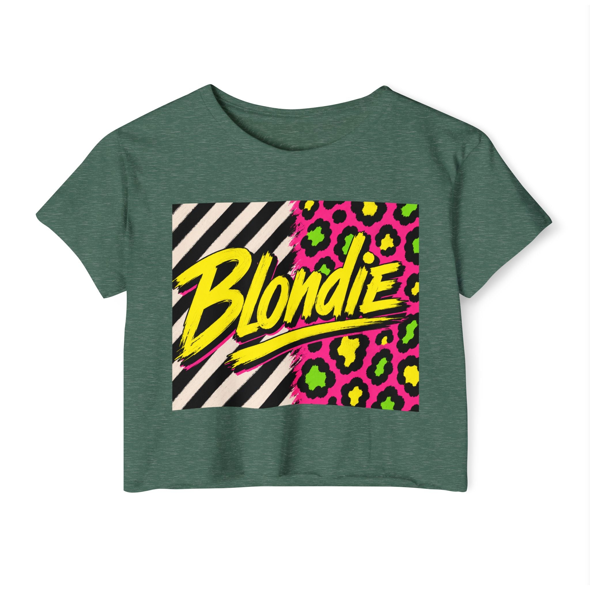 Blondie Neon Leopard Crop Top — Women's Festival Graphic Tee