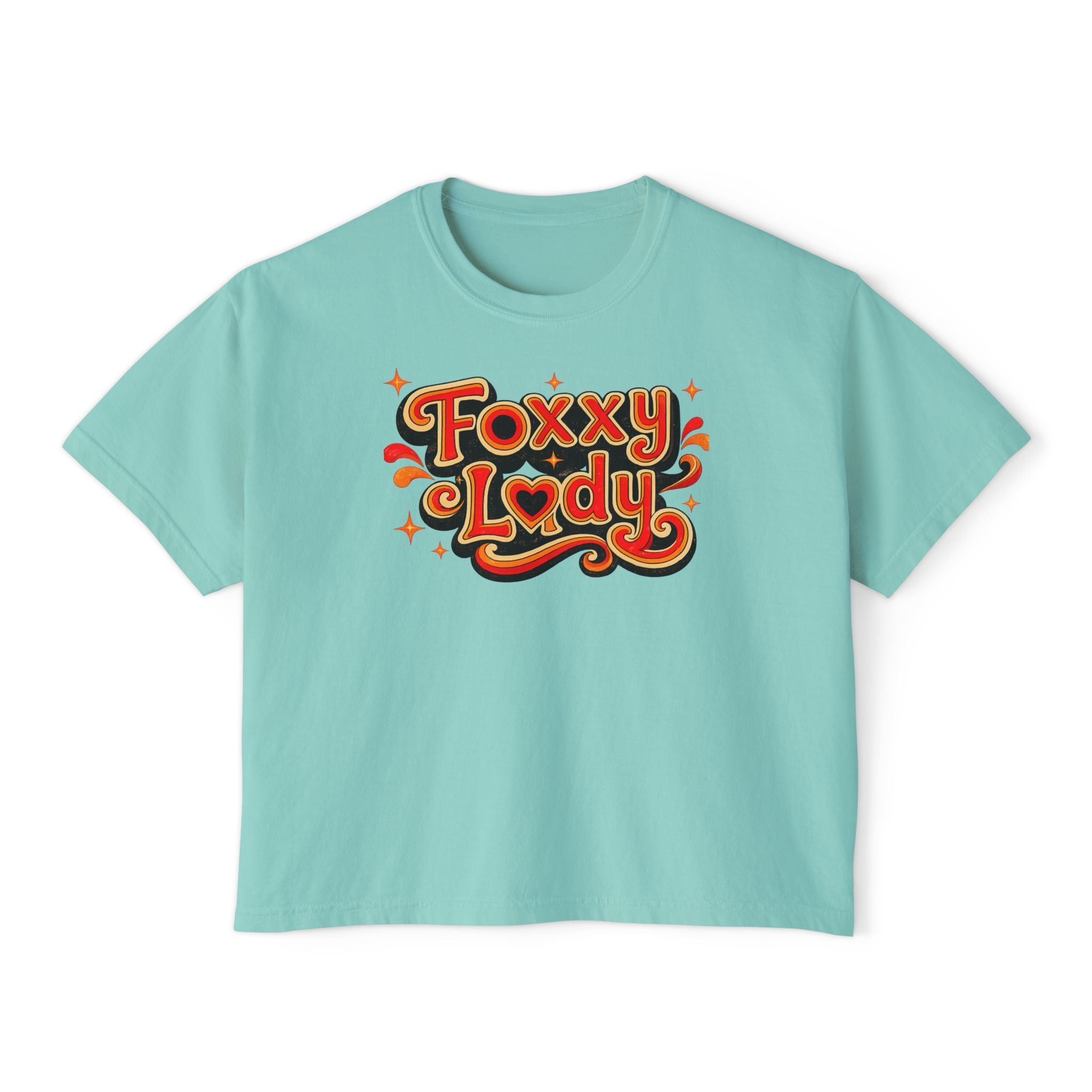 Foxy Lady Boxy Tee — Retro 70s Graphic Women’s Crop T-Shirt