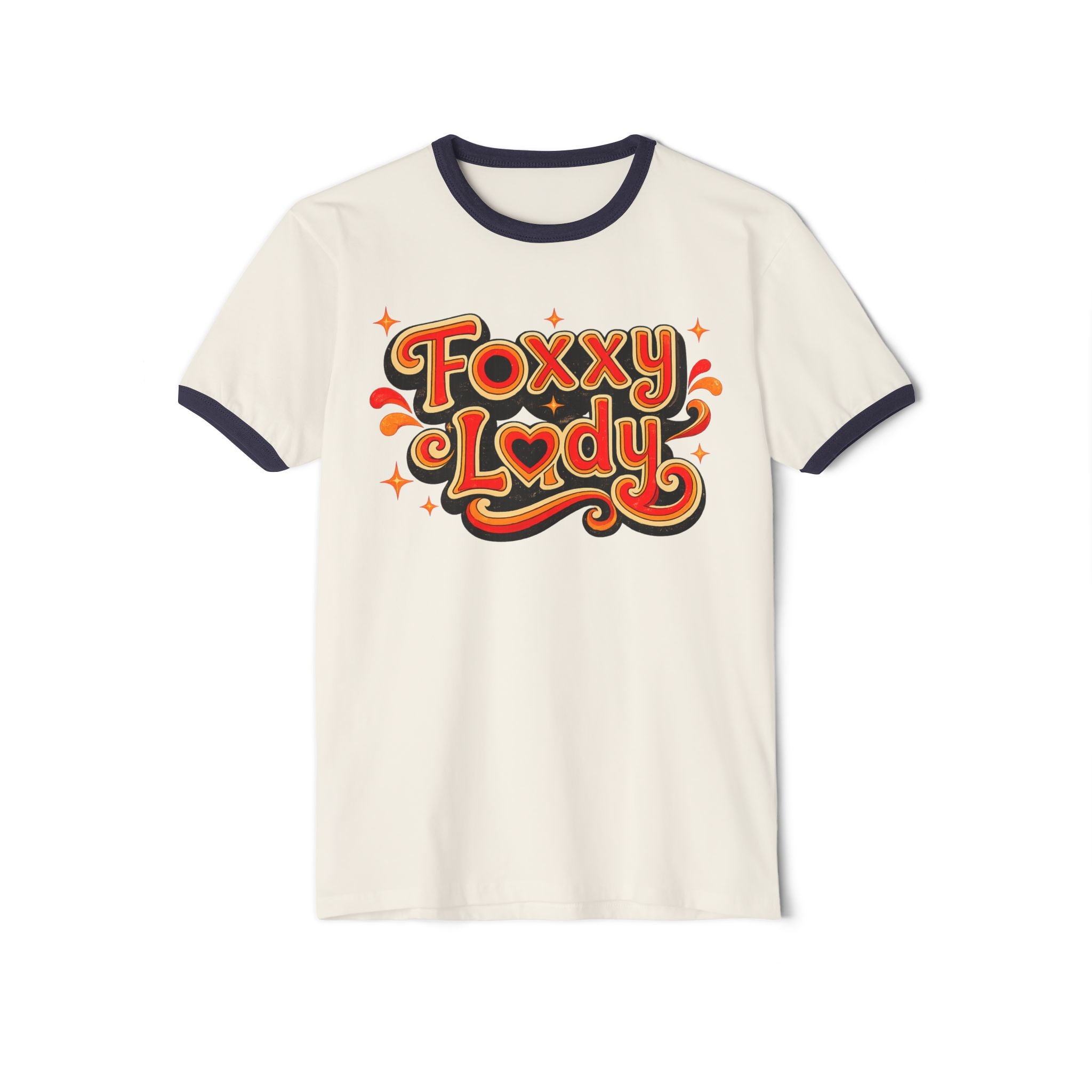 Foxy Lady Ringer Tee | Retro 70s Script Graphic T-Shirt