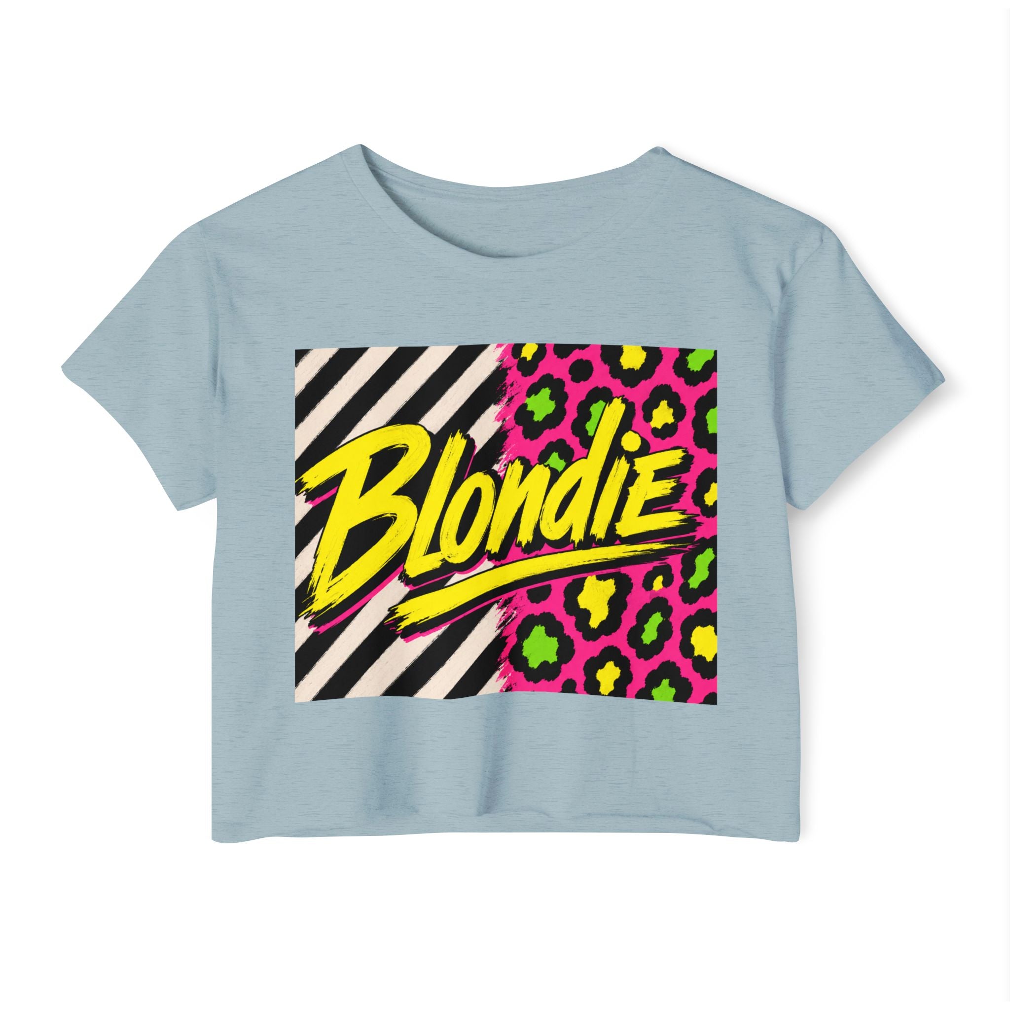 Blondie Neon Leopard Crop Top — Women's Festival Graphic Tee